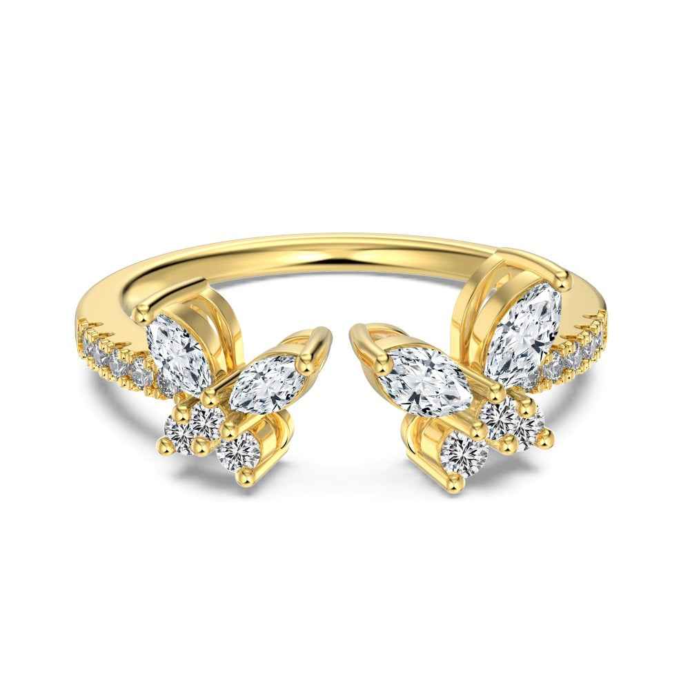 "Twin Flutter" 925 Sterling Silver Adjustable Ring