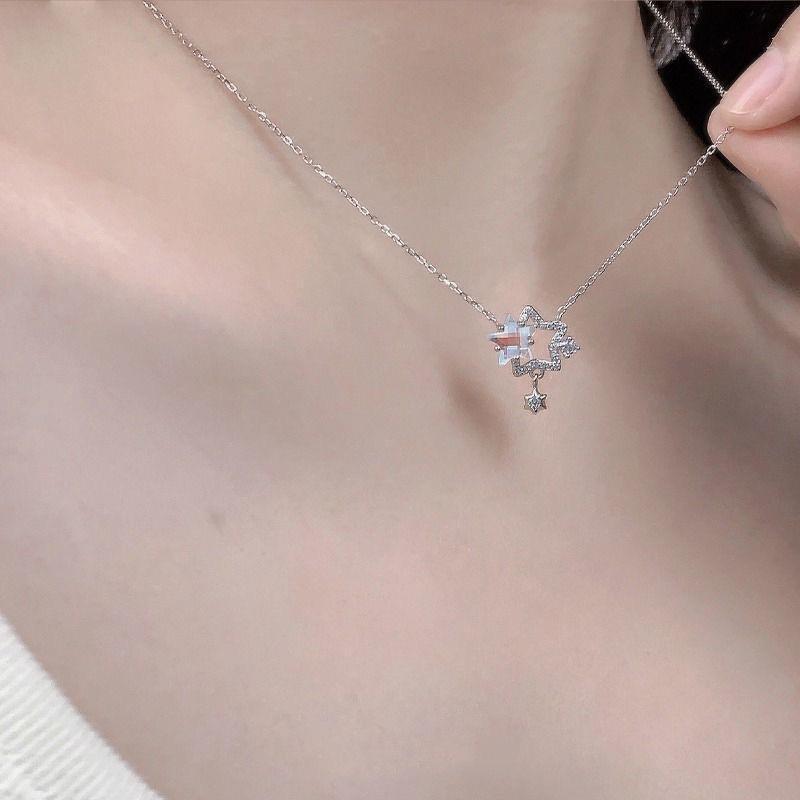 "Dreamy Constellation" 925 Sterling Silver Star & Moon Necklace โ Celestial Elegance for Daily Wear