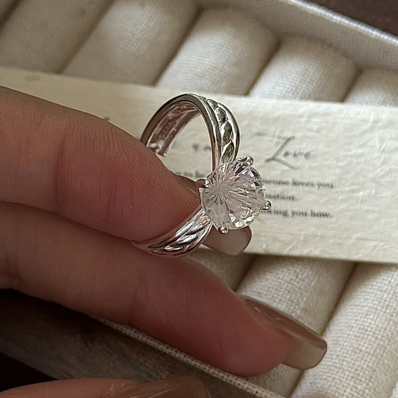 "Firework Cut" 925 Sterling Silver Ring – Zircon, Adjustable