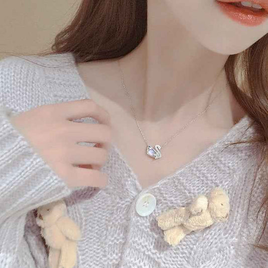 “Aurora Swan” 925 Sterling Silver Iridescent Swan Jewelry Set