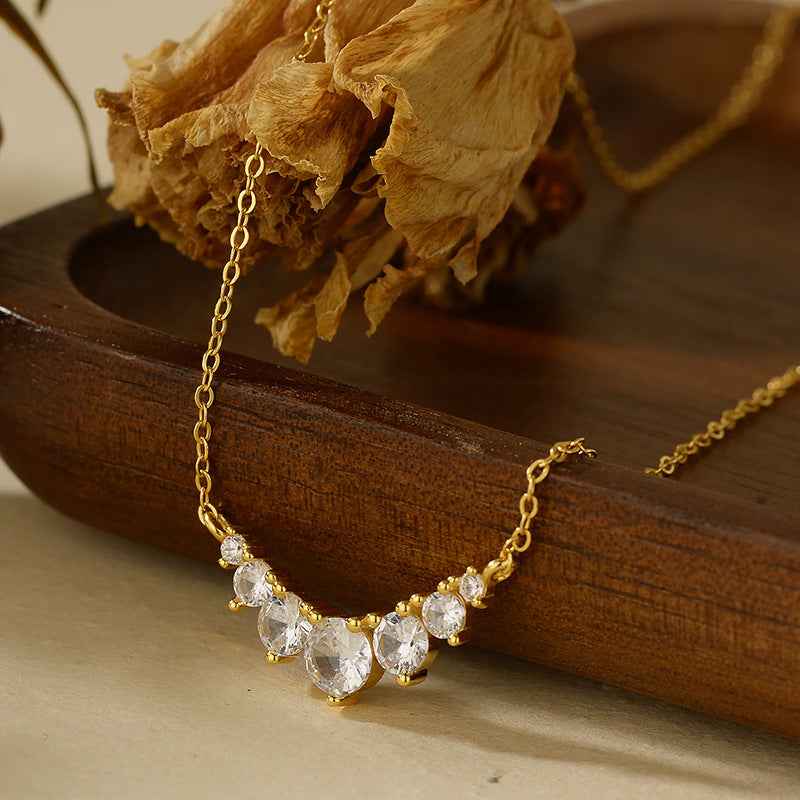 "Smiling Radiance" 925 Sterling Silver Micro-Pavé Zircon Necklace