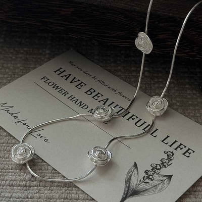 "Rose Whispers" 925 Sterling Silver Necklace