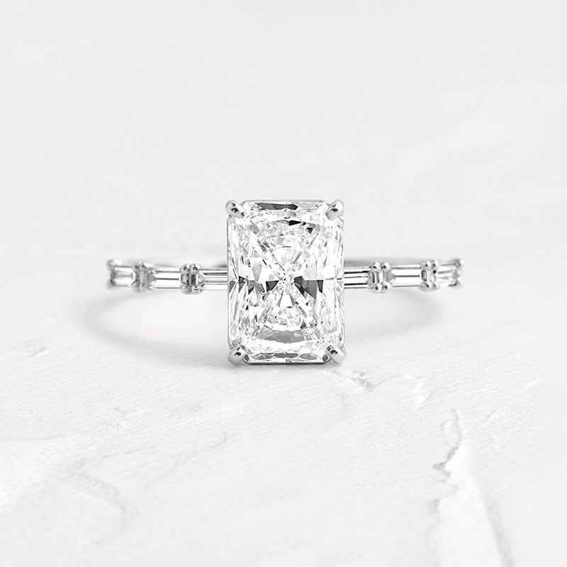 "Radiant Prism" 925 Sterling Silver Radiant-Cut Zircon Ring