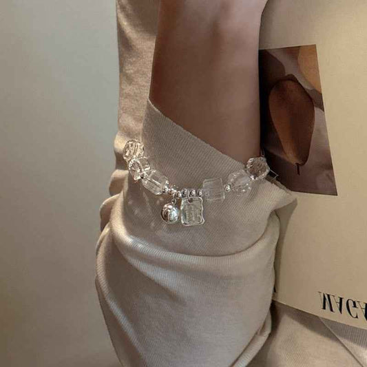 "Crystal Whisper" 925 Sterling Silver White Crystal Bracelet