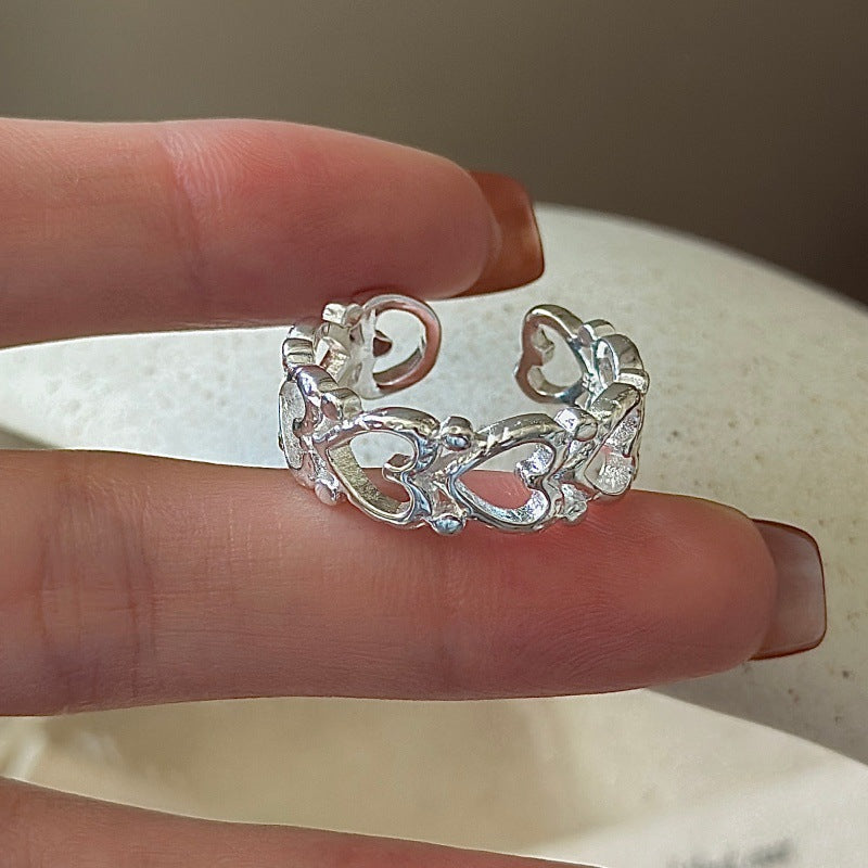 “Heart Reverie” 925 Sterling Silver Vintage Open Heart Ring