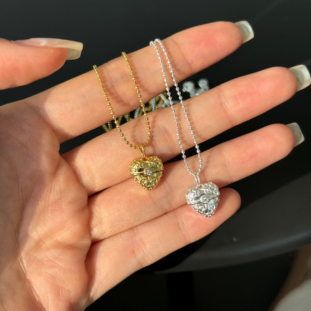 “Secret Heart Casket” S925 Sterling Silver Openable Heart Pendant Necklace