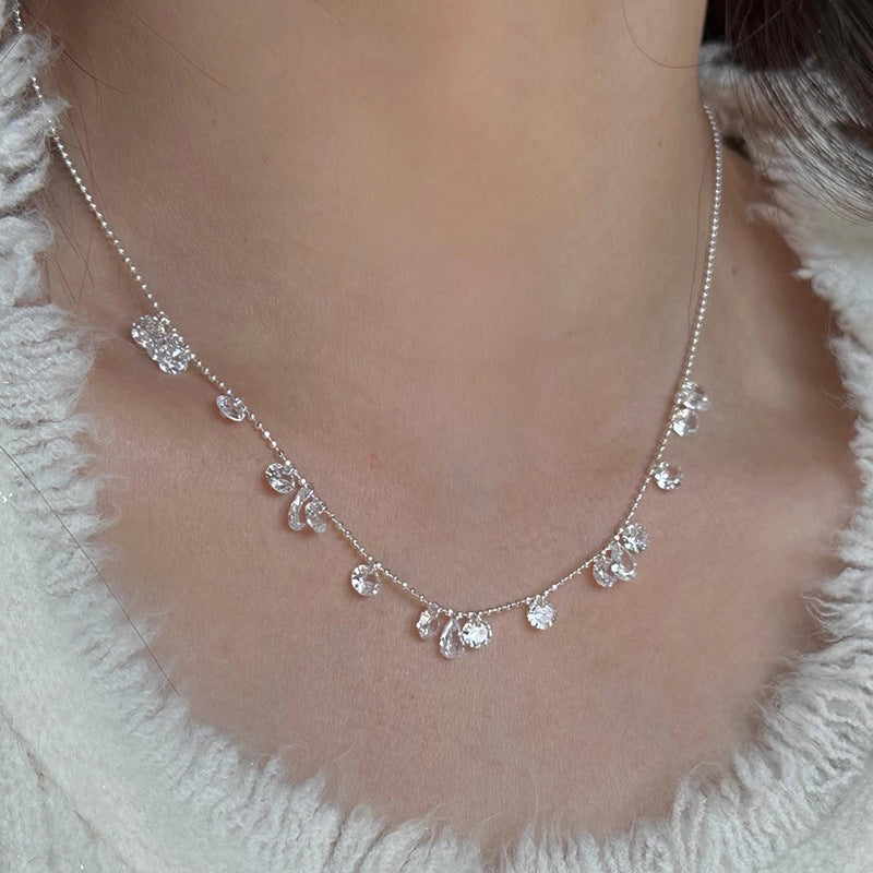 ステラティアーズ 925スターリングシルバー ジルコンネックレス – ラウンド&ティアドロップデザイン