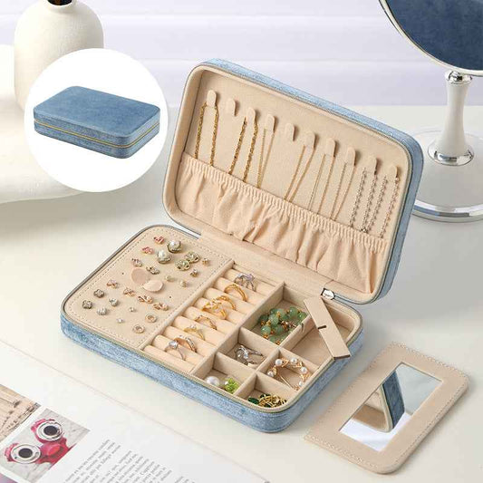 Monet Velvet Jewelry Case with Mirror – Travel Organizer