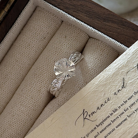 "Firework Cut" 925 Sterling Silver Ring – Zircon, Adjustable