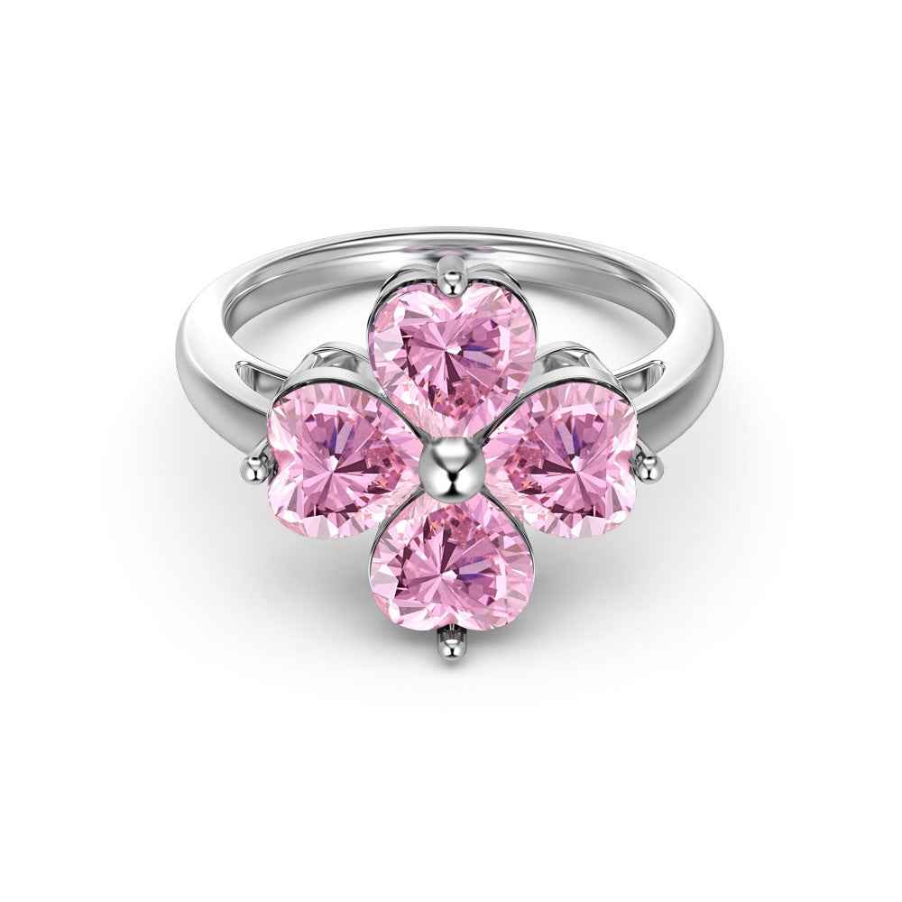 "Sakura Heart" 925 Sterling Silver Pink Zircon Jewelry Set