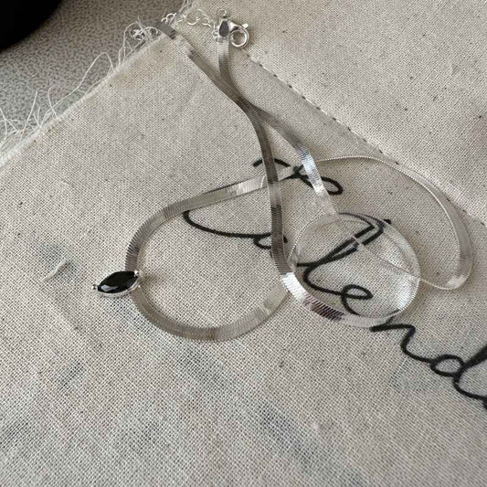 "Midnight Spark" 925 Sterling Silver Zircon Necklace