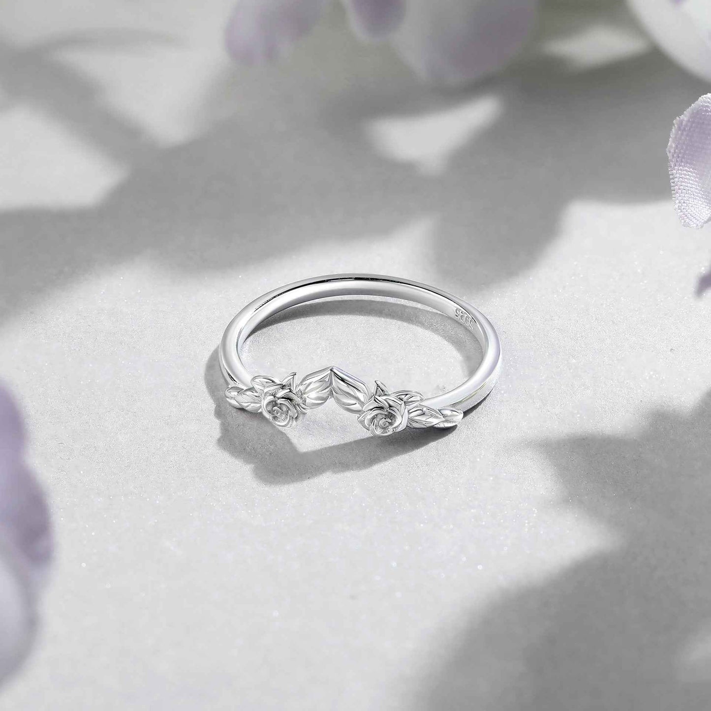 “Rose Tiara” S925 Sterling Silver 1.5CT Pear-Cut Floral Ring Set