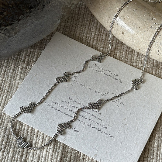 "Heartlink" S925 Sterling Silver Retro Heart Chain Necklace and Bracelet Set