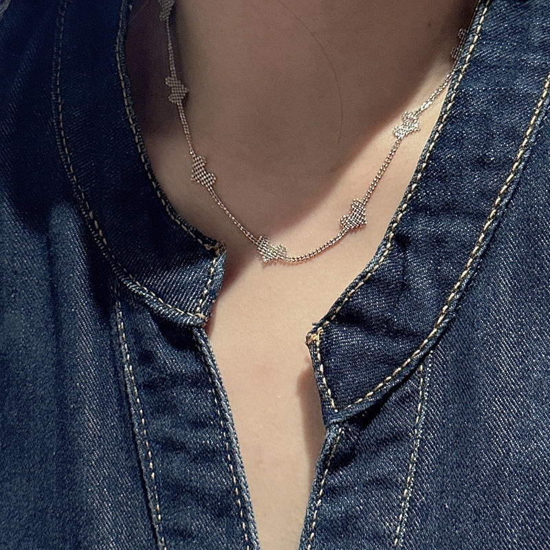 "Heartlink" S925 Sterling Silver Retro Heart Chain Necklace and Bracelet Set