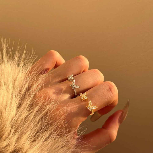 "Twin Flutter" 925 Sterling Silver Adjustable Ring