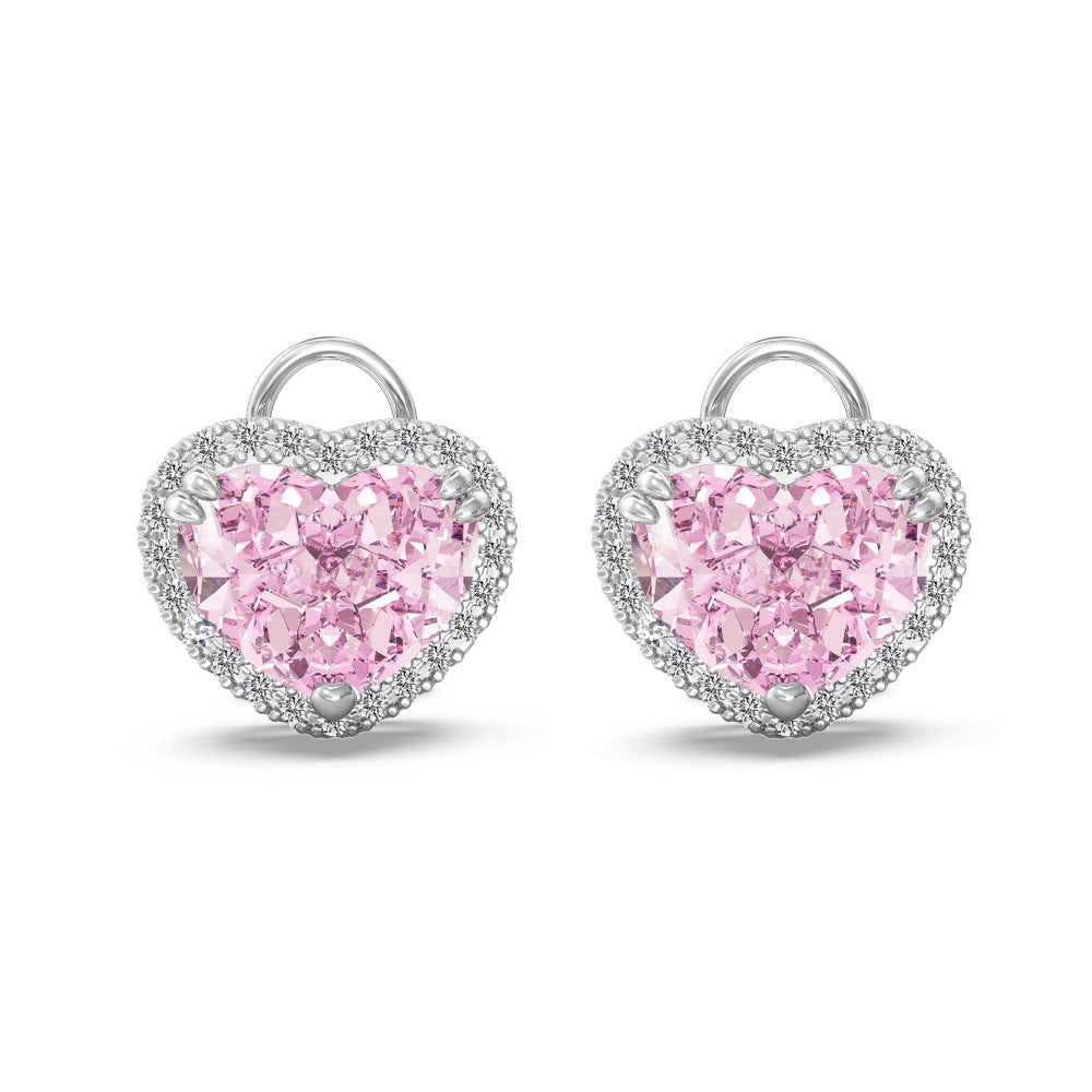 "Crystal Pink Heart" S925 Sterling Silver Jewelry Set