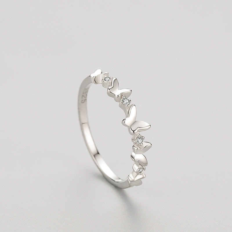 “Luna Flutter” 925 Sterling Silver Pavé Butterfly Ring