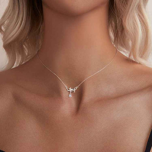 "Moonlight Cat" Platinum-Plated 925 Sterling Silver Cat Necklace with Moonstone – Playful & Elegant