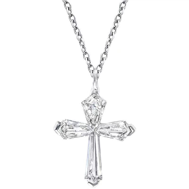 "Edgeless Cross" 925 Sterling Silver Necklace – Seamless Sparkle & Minimalist Faith