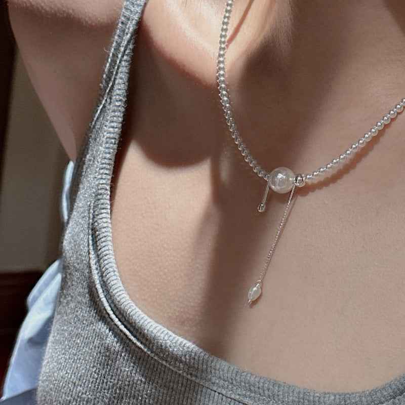 "Beaded Tassel" 925 Sterling Silver Necklace