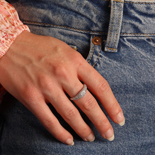 "Starlit Glow" S925 Sterling Silver Pavé Sparkle Ring