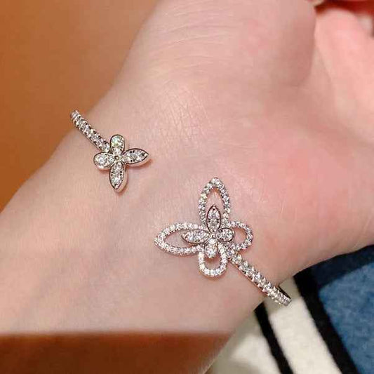 “Aurelia Mirage” Butterfly 925 Sterling Silver Stud Earrings & Open Bangle Set
