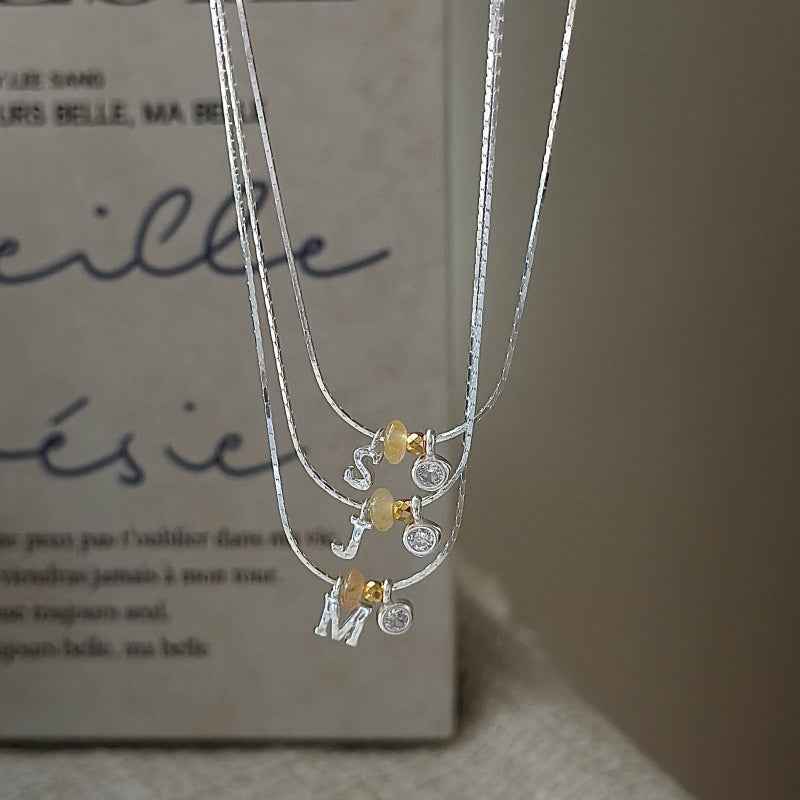 "Letter Charm" 925 Sterling Silver Necklace
