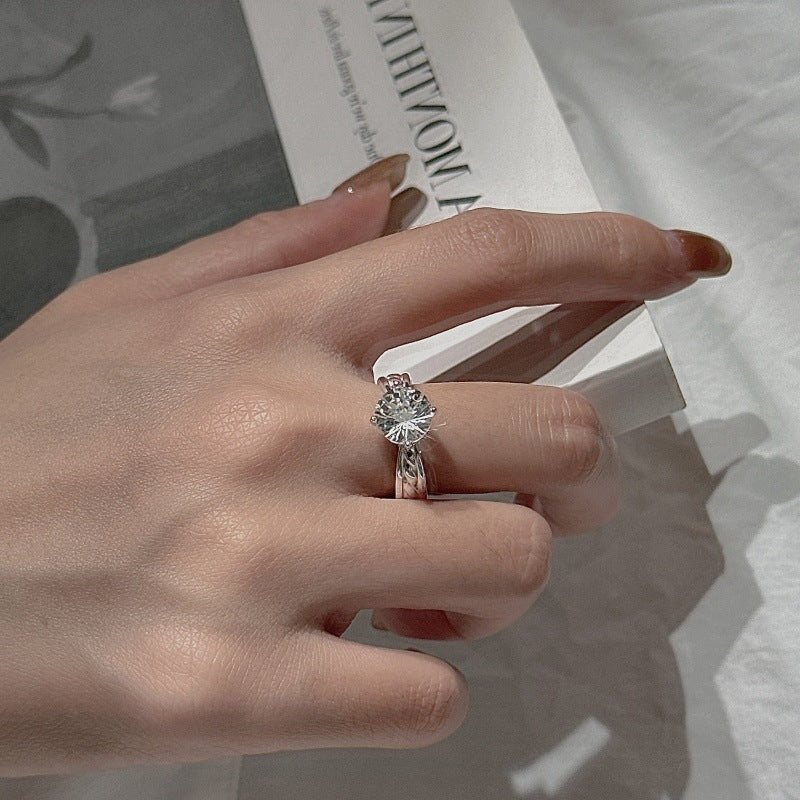 "Firework Cut" 925 Sterling Silver Ring – Zircon, Adjustable