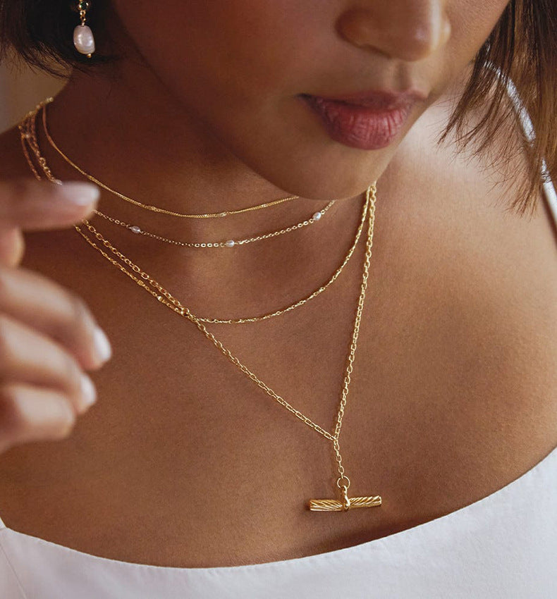 “Balance Column” 925 Sterling Silver Minimalist Cylinder Pendant Necklace