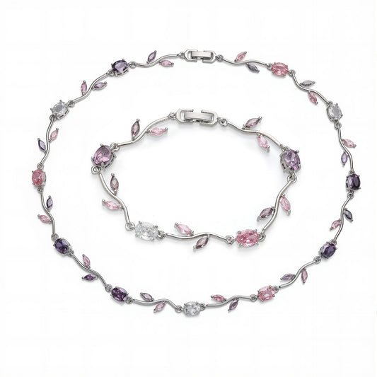 Tulip Reverie Gold-Plated Brass Multicolor Zircon Necklace / Bracelet