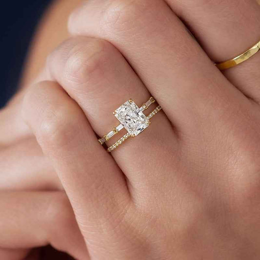 "Radiant Prism" 925 Sterling Silver Radiant-Cut Zircon Ring