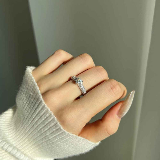 “Heartfire Luxe” 925 Sterling Silver 0.8CT Heart Moissanite Pavé Ring