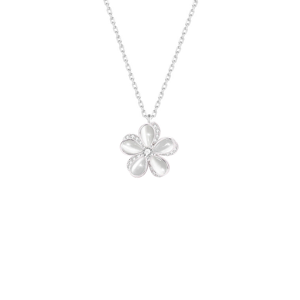 Luna Bloom Spin 925 Sterling Silver Rotating Flower Necklace
