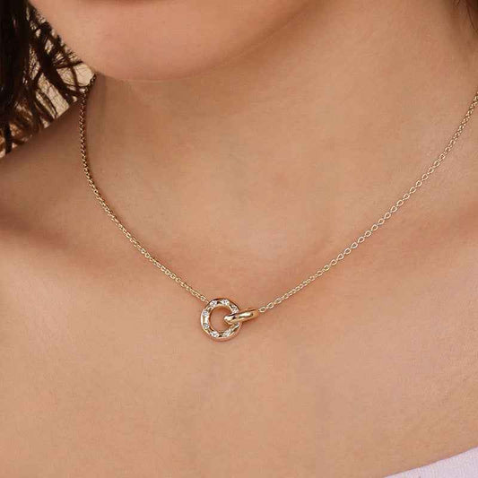 “Luna Loop” 925 Sterling Silver Pavé Circle Pendant Necklace