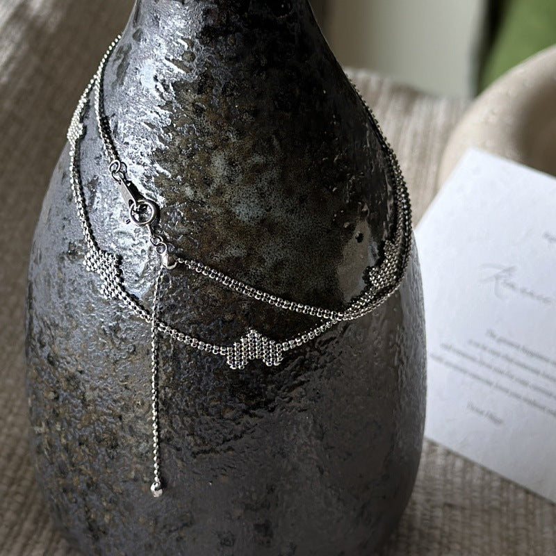"Heartlink" S925 Sterling Silver Retro Heart Chain Necklace and Bracelet Set