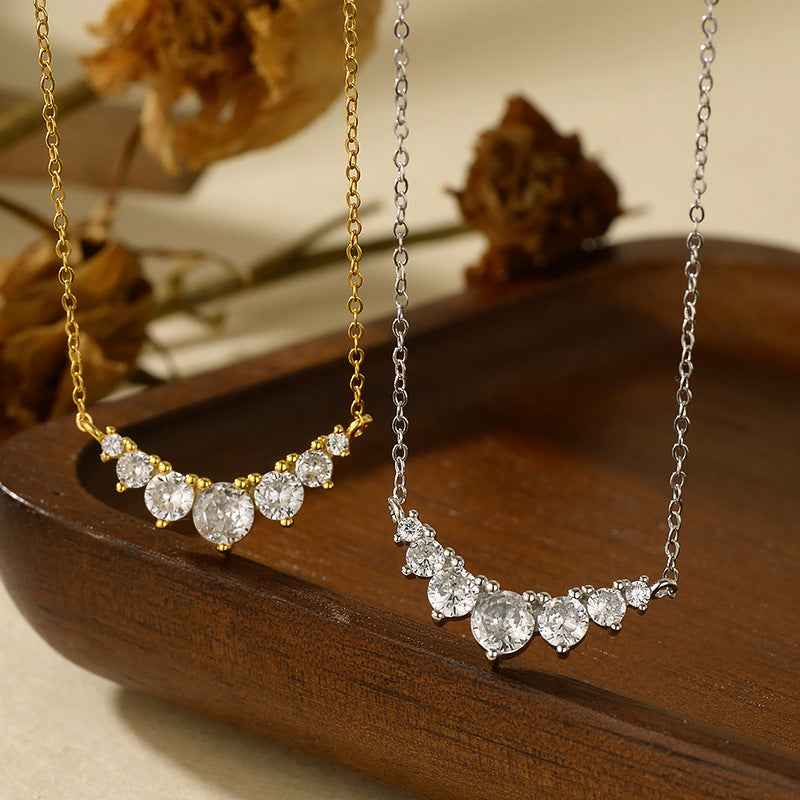 "Smiling Radiance" 925 Sterling Silver Micro-Pavé Zircon Necklace