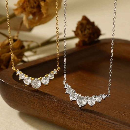 "Smiling Radiance" 925 Sterling Silver Micro-Pavé Zircon Necklace