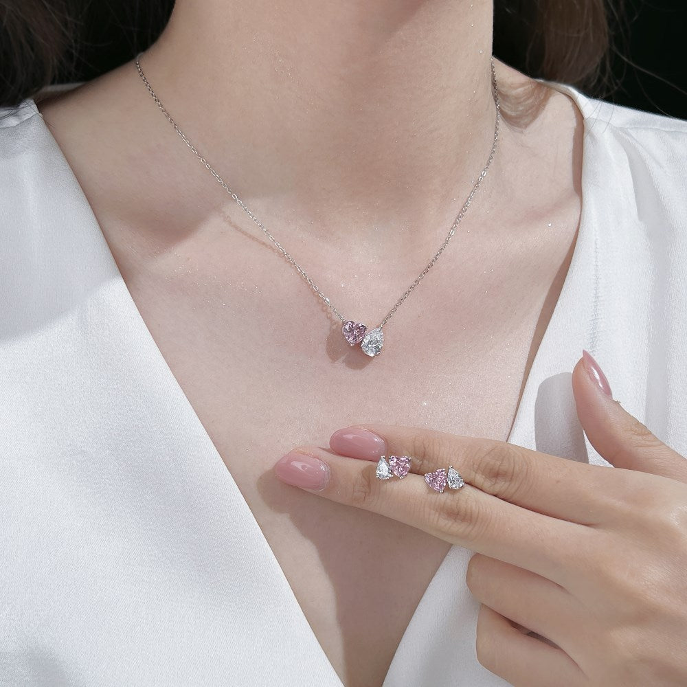 "Heart & Tear" S925 Sterling Silver Necklace and Earring Set