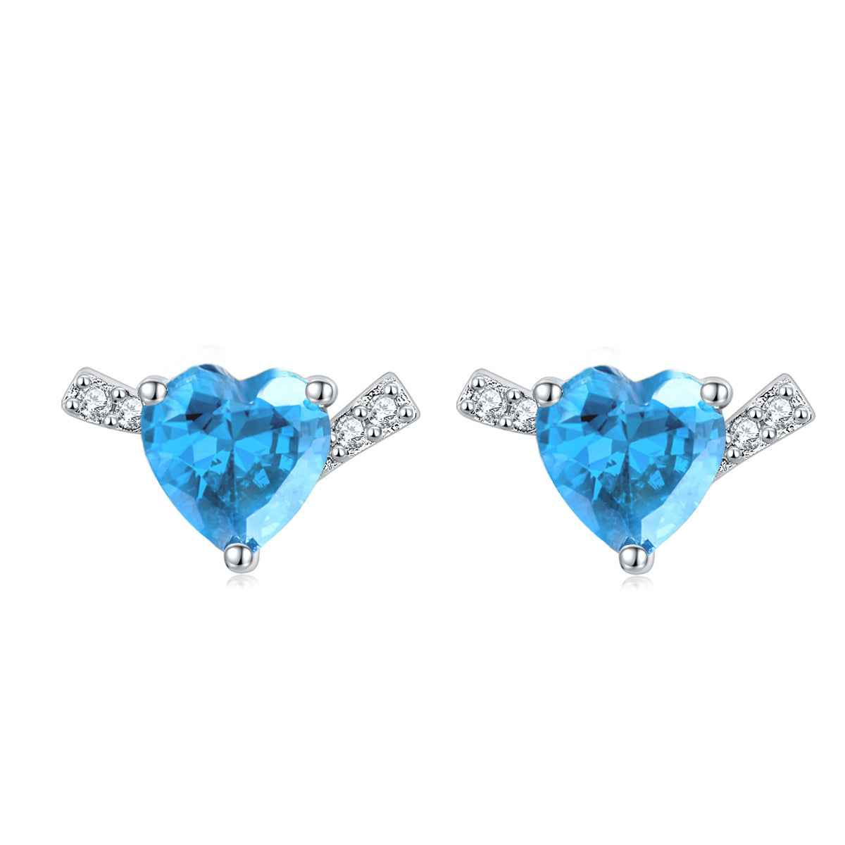 "Ocean Heart" 925 Sterling Silver Aquamarine Jewelry Set