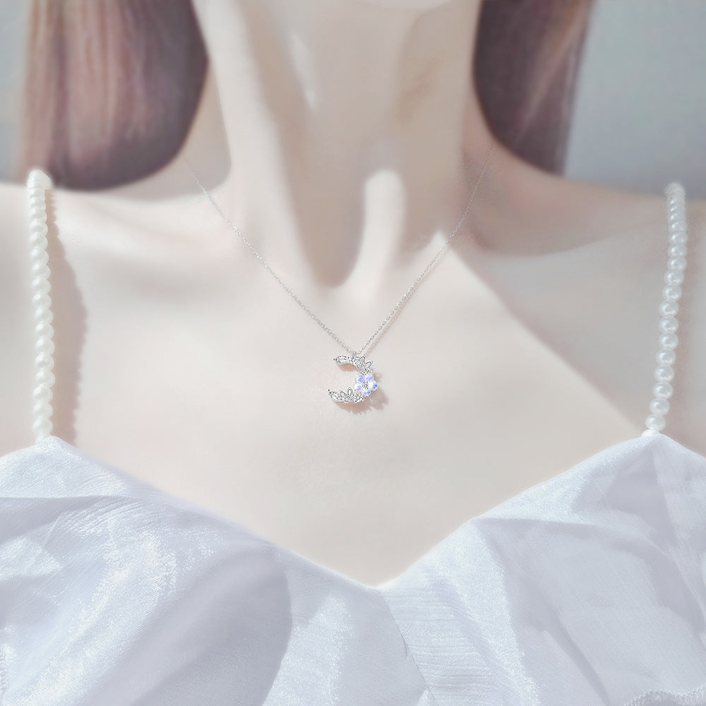 “Moon Sakura” S925 Sterling Silver Cherry Blossom Moon Jewelry Set