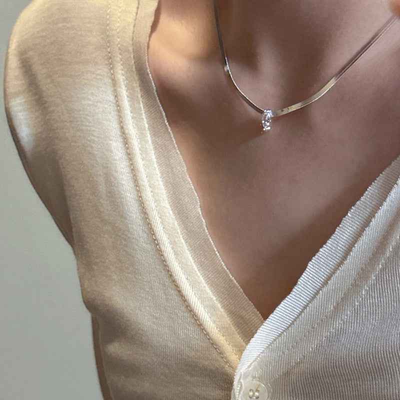 "Midnight Spark" 925 Sterling Silver Zircon Necklace