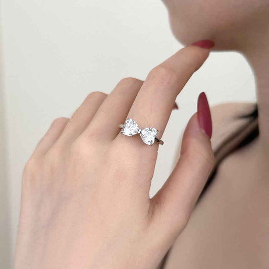 “Twin Devotion” 925 Sterling Silver Double Heart Ring