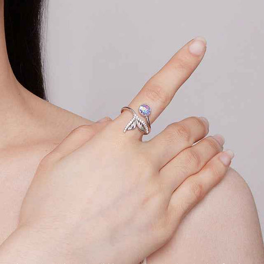 “Mermaid Glow” S925 Sterling Silver Open Tail Ring