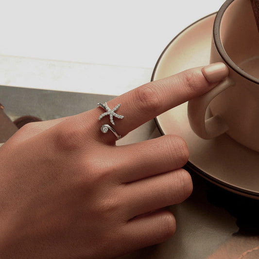 “Starlit Tide” S925 Sterling Silver Open Ring