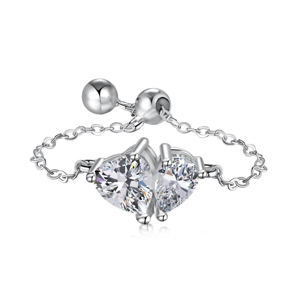 "Heart Drop" S925 Sterling Silver Adjustable Chain Ring