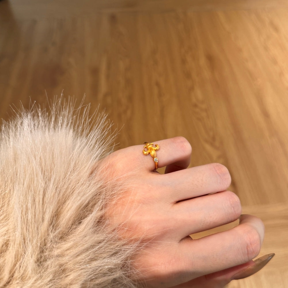 「アイリスブルーム」925スターリングシルバーピンキーリング