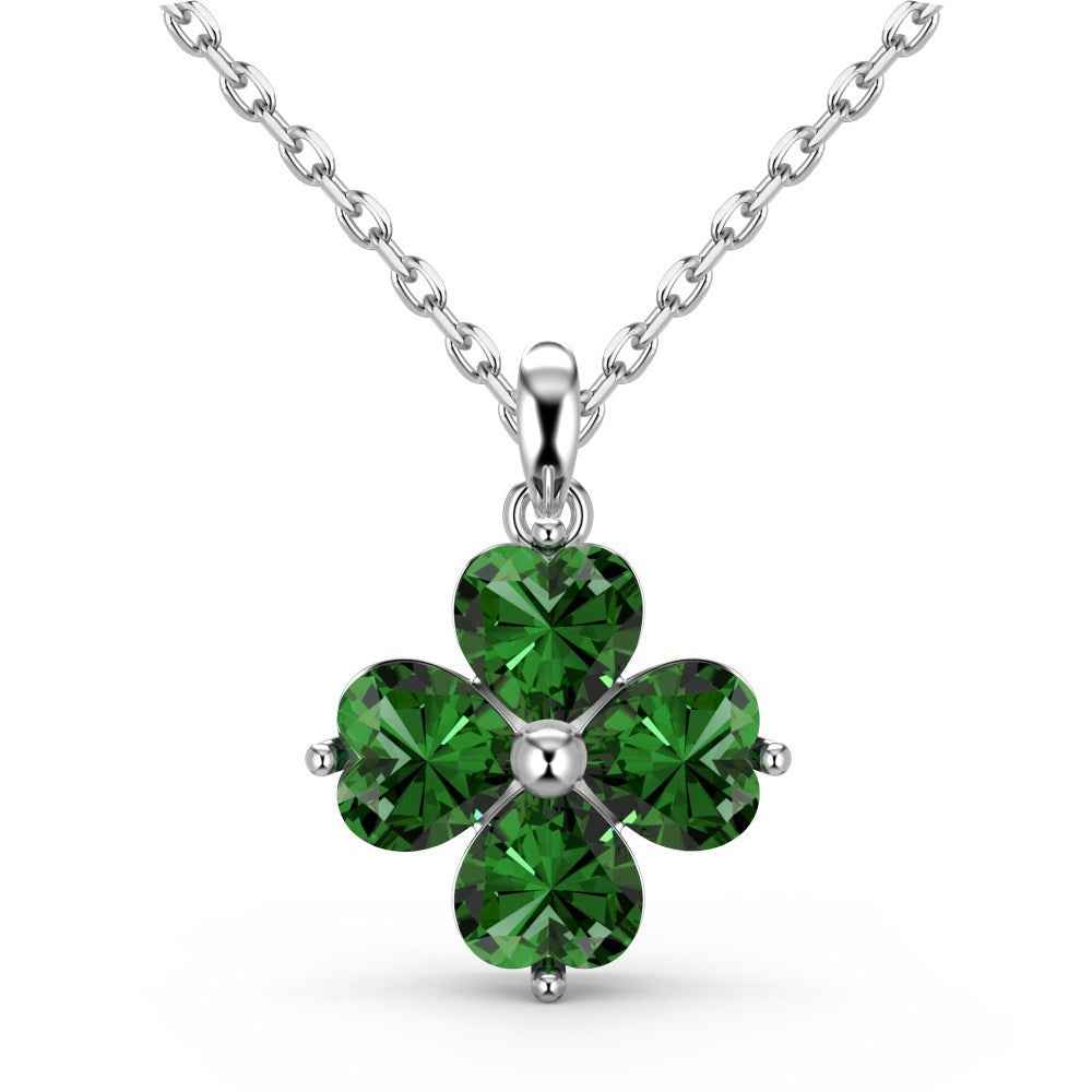 "Sakura Heart" 925 Sterling Silver Green Zircon Jewelry Set