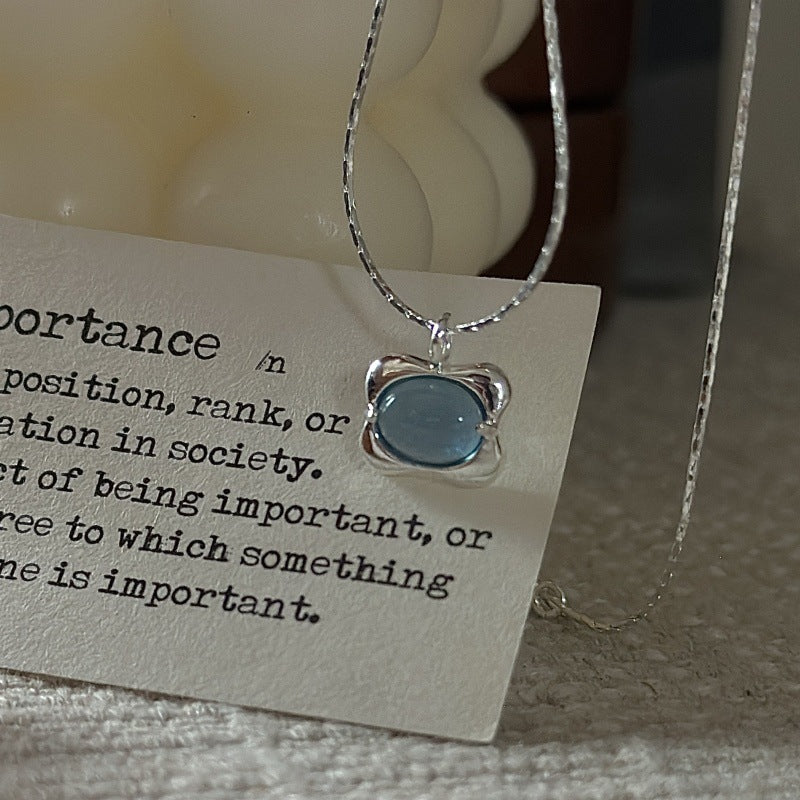 "Ocean Breeze" S925 Sterling Silver Aquamarine Necklace