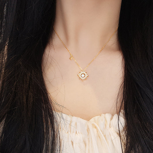 “Solaris Bloom” S925 Sterling Silver Dancing Sun Necklace