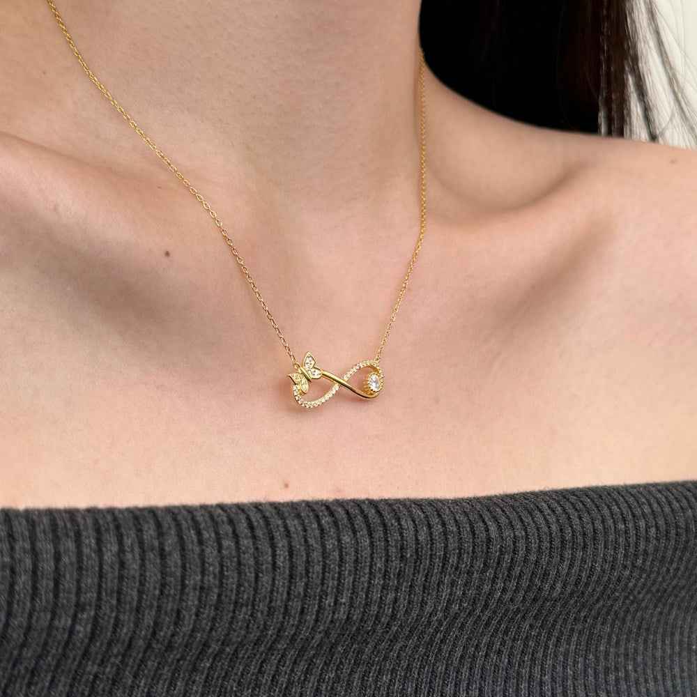 “Butterfly Möbius” S925 Sterling Silver Zircon Infinity Necklace